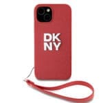 DKNY PU Leather Stack Logo Wrist Strap Red iPhone 14 Tok