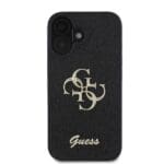 Guess PU Fixed Glitter 4G Metal Logo Black iPhone 16 Tok