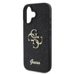 Guess PU Fixed Glitter 4G Metal Logo Black iPhone 16 Tok