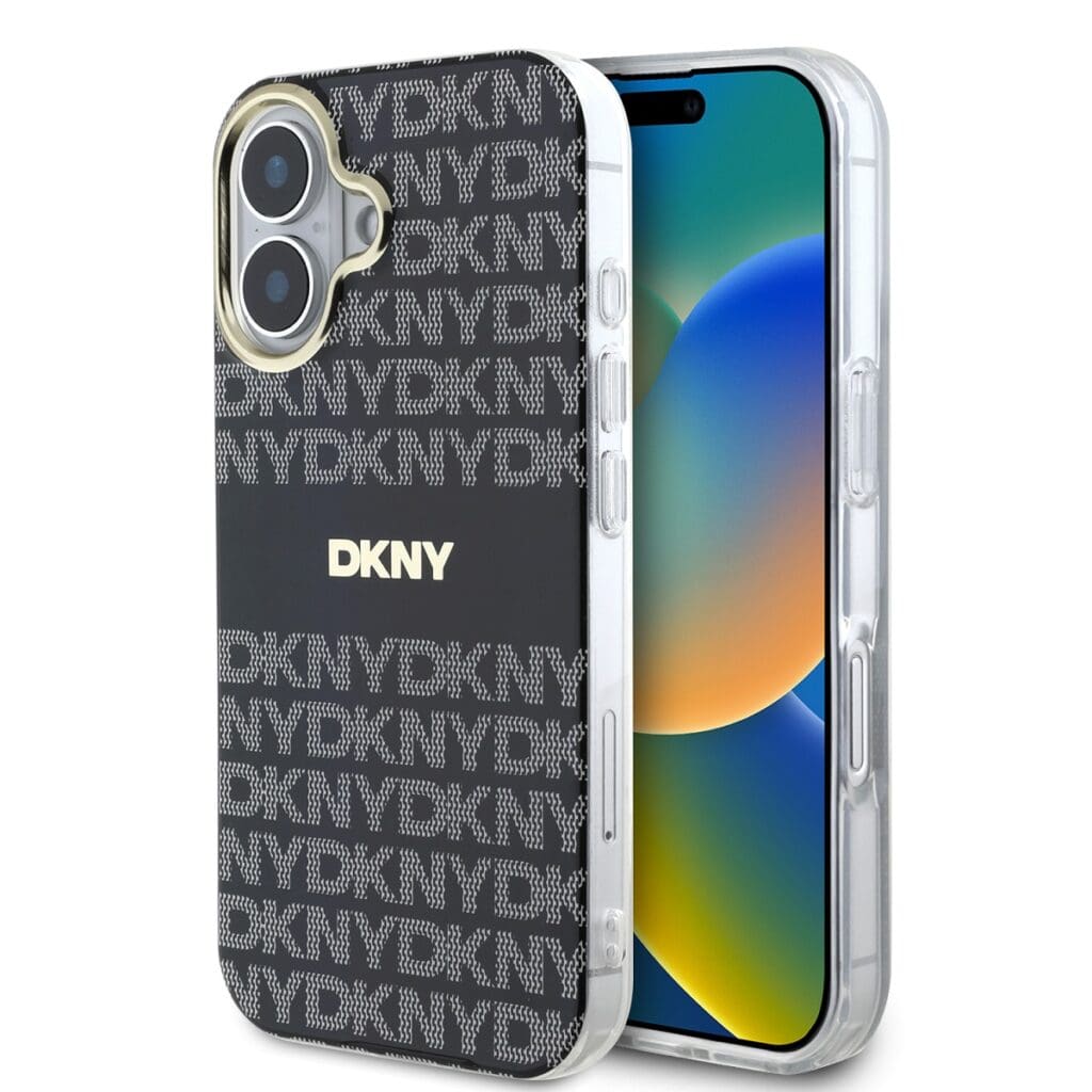 DKNY PC/TPU Repeat Pattern Tonal Stripe MagSafe Black iPhone 16 Tok