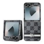 DKNY PU Leather Checkered Pattern and Stripe Black Samsung Galaxy Z Flip 6 Tok