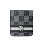 DKNY PU Leather Checkered Pattern and Stripe Black Samsung Galaxy Z Flip 6 Tok
