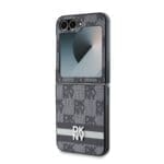 DKNY PU Leather Checkered Pattern and Stripe Black Samsung Galaxy Z Flip 6 Tok