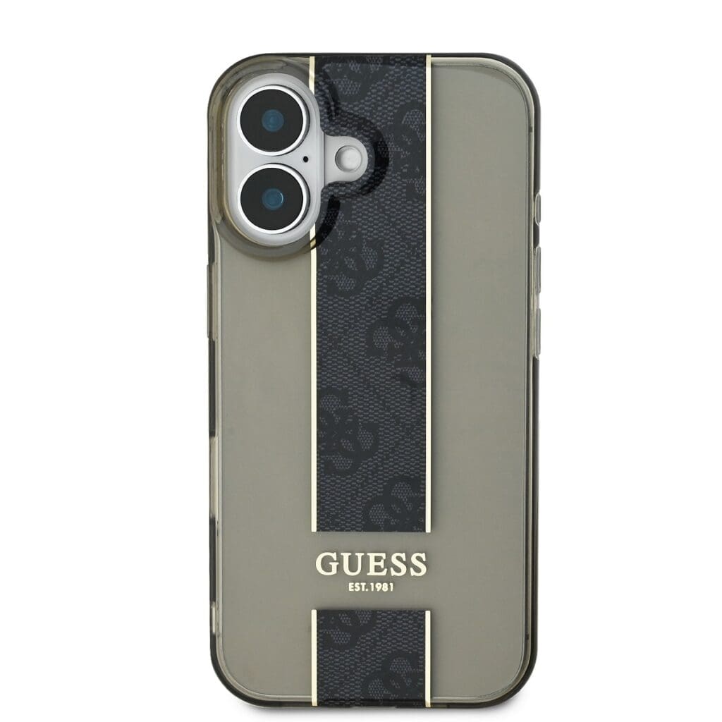 Guess IML Middle 4G Stripe Black iPhone 16 Tok