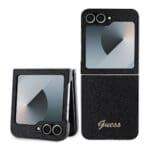 Guess PC/TPU Glitter Flakes Metal Logo Black Samsung Galaxy Z Flip 6 Tok