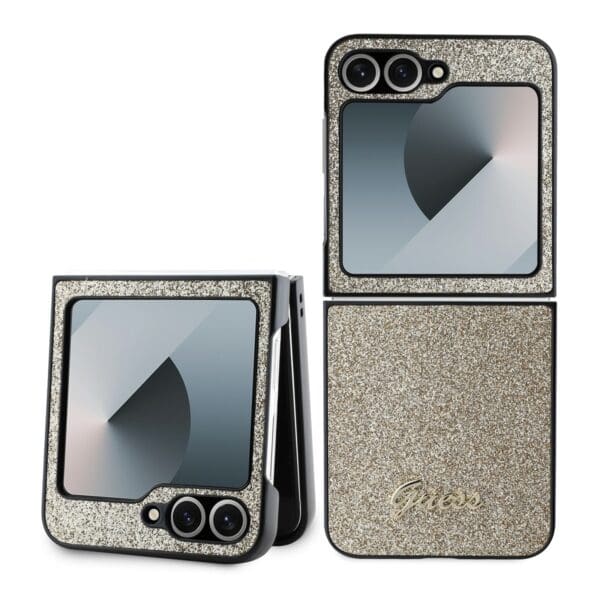 Guess PC/TPU Glitter Flakes Metal Logo Gold Samsung Galaxy Z Fold 6 Tok