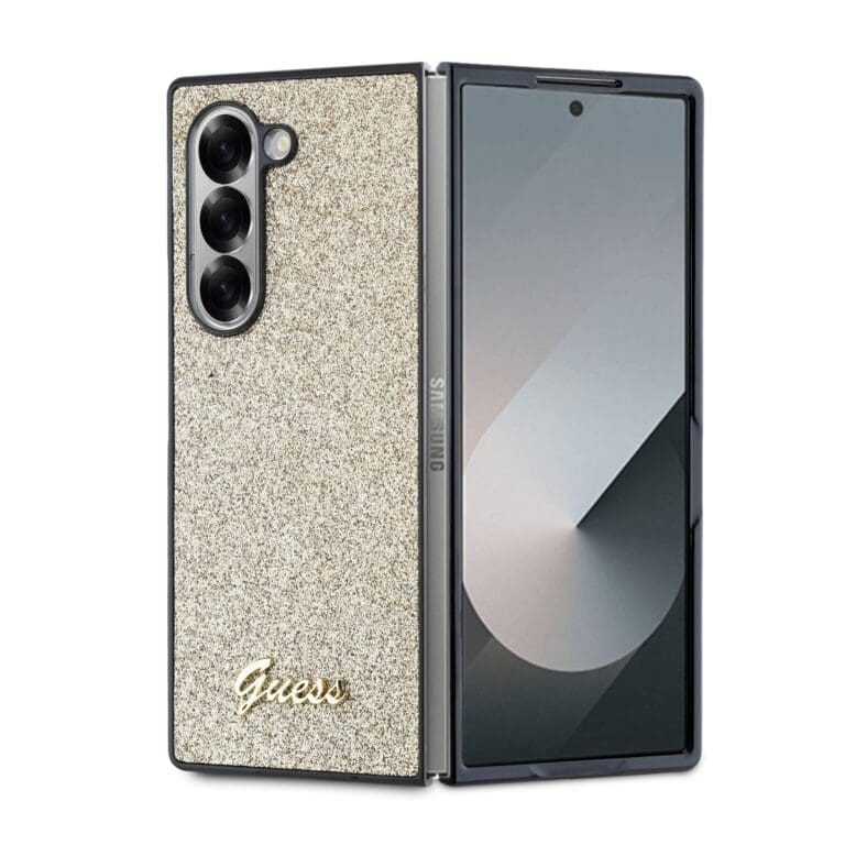 Guess PC/TPU Glitter Flakes Metal Logo Gold Samsung Galaxy Z Fold 6 Tok