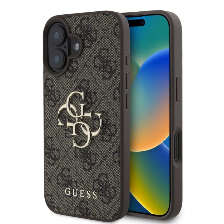 Guess PU 4G Metal Logo Brown iPhone 16 Tok