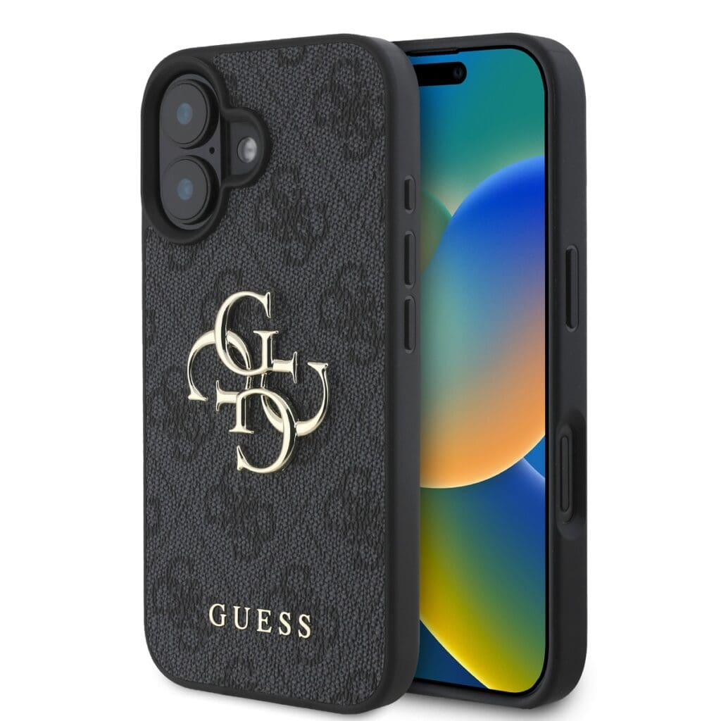 Guess PU 4G Metal Logo Grey iPhone 16 Tok