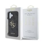 Guess PU 4G Metal Logo Grey iPhone 16 Tok