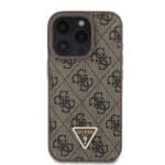 Guess PU 4G Strass Triangle Metal Logo Brown iPhone 16 Pro Max Tok