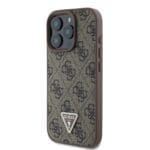 Guess PU 4G Strass Triangle Metal Logo Brown iPhone 16 Pro Max Tok
