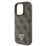 Guess PU 4G Strass Triangle Metal Logo Brown iPhone 16 Pro Max Tok