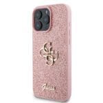 Guess PU Fixed Glitter 4G Metal Logo Pink iPhone 16 Pro Tok
