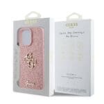 Guess PU Fixed Glitter 4G Metal Logo Pink iPhone 16 Pro Tok