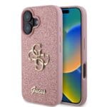 Guess PU Fixed Glitter 4G Metal Logo Pink iPhone 16 Tok