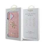 Guess PU Fixed Glitter 4G Metal Logo Pink iPhone 16 Tok