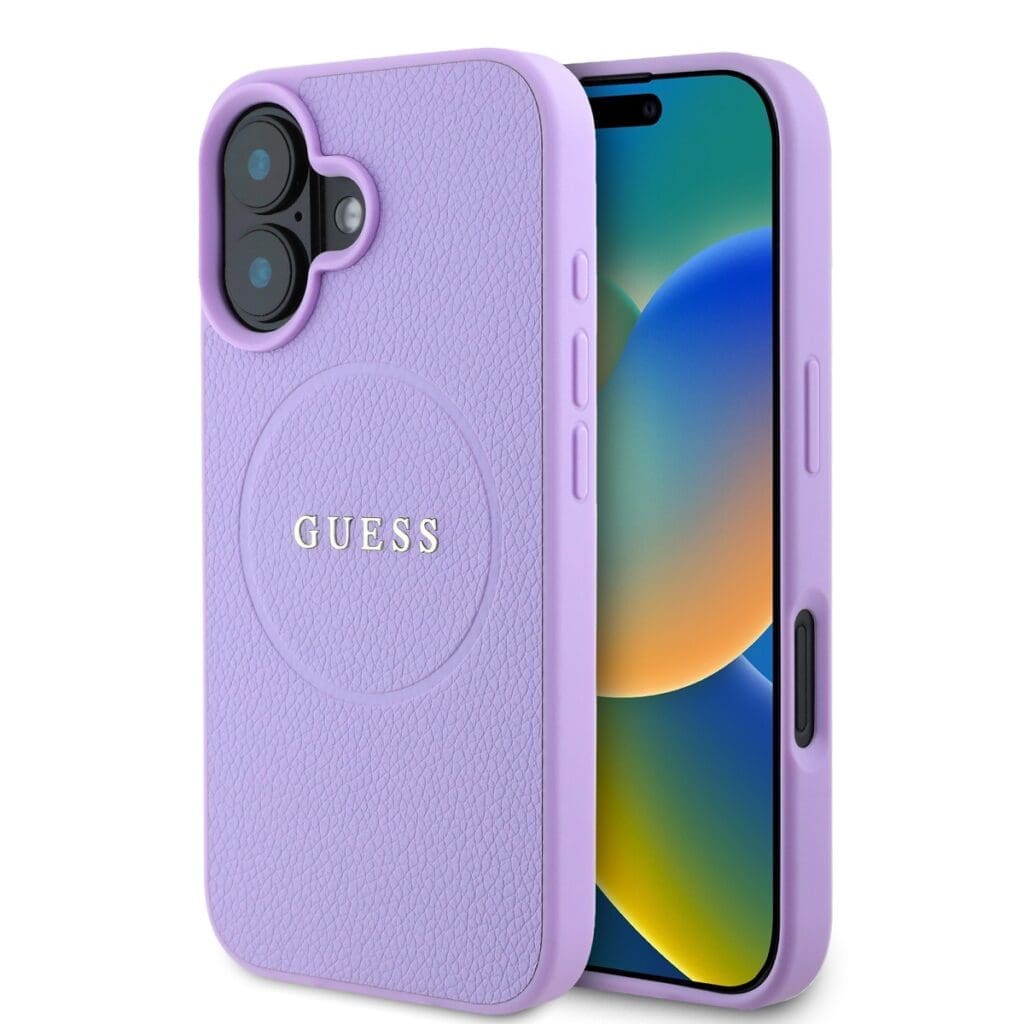 Guess PU Grained Classic Logo MagSafe Purple iPhone 16 Tok