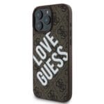 Guess PU Leather 4G Big Love Logo MagSafe Brown iPhone 16 Pro Max Tok
