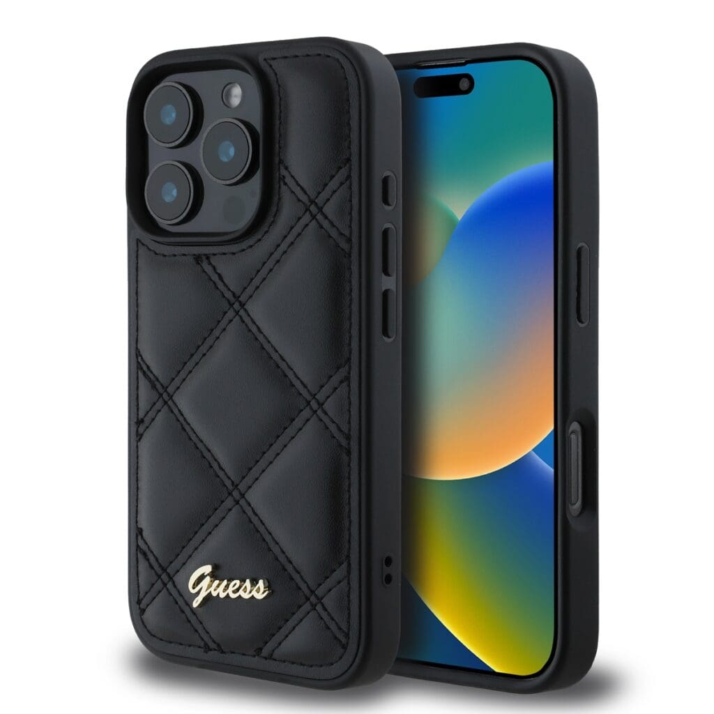 Guess PU Leather Quilted Black iPhone 16 Pro Tok