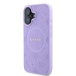 Guess Saffiano Peony Stamp MagSafe Purple iPhone 16 Tok