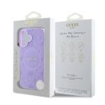 Guess Saffiano Peony Stamp MagSafe Purple iPhone 16 Tok