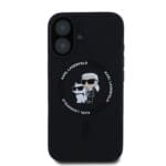 Karl Lagerfeld Liquid Silicone Karl and Choupette MagSafe Black iPhone 16 Plus Tok