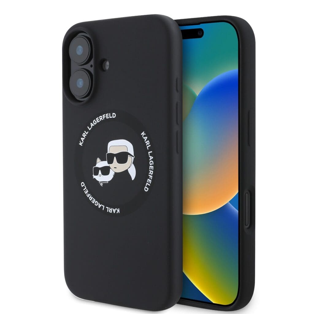 Karl Lagerfeld Liquid Silicone K&CH Heads MagSafe Black iPhone 16 Tok