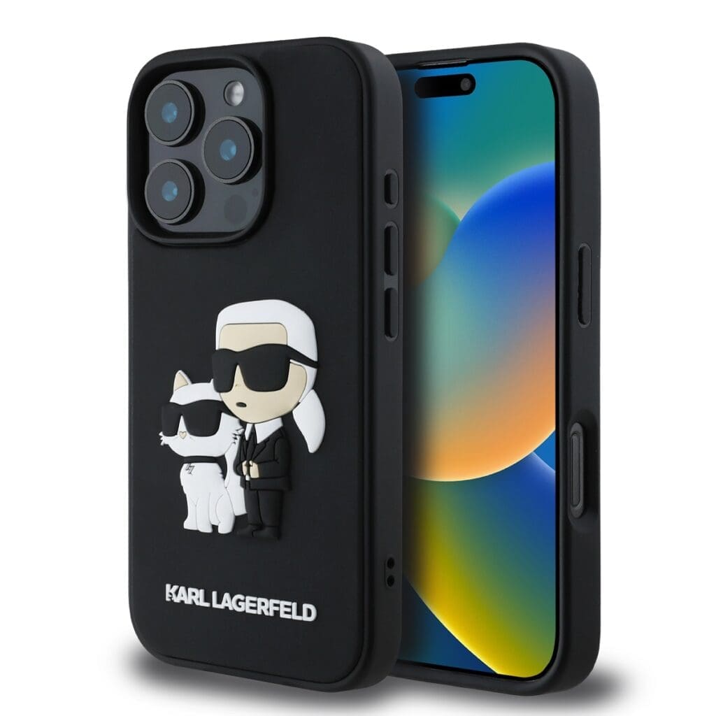 Karl Lagerfeld PU Saffiano Karl and Choupette Black iPhone 16 Pro Max Tok