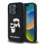 Karl Lagerfeld PU Saffiano Karl and Choupette Black iPhone 16 Pro Tok