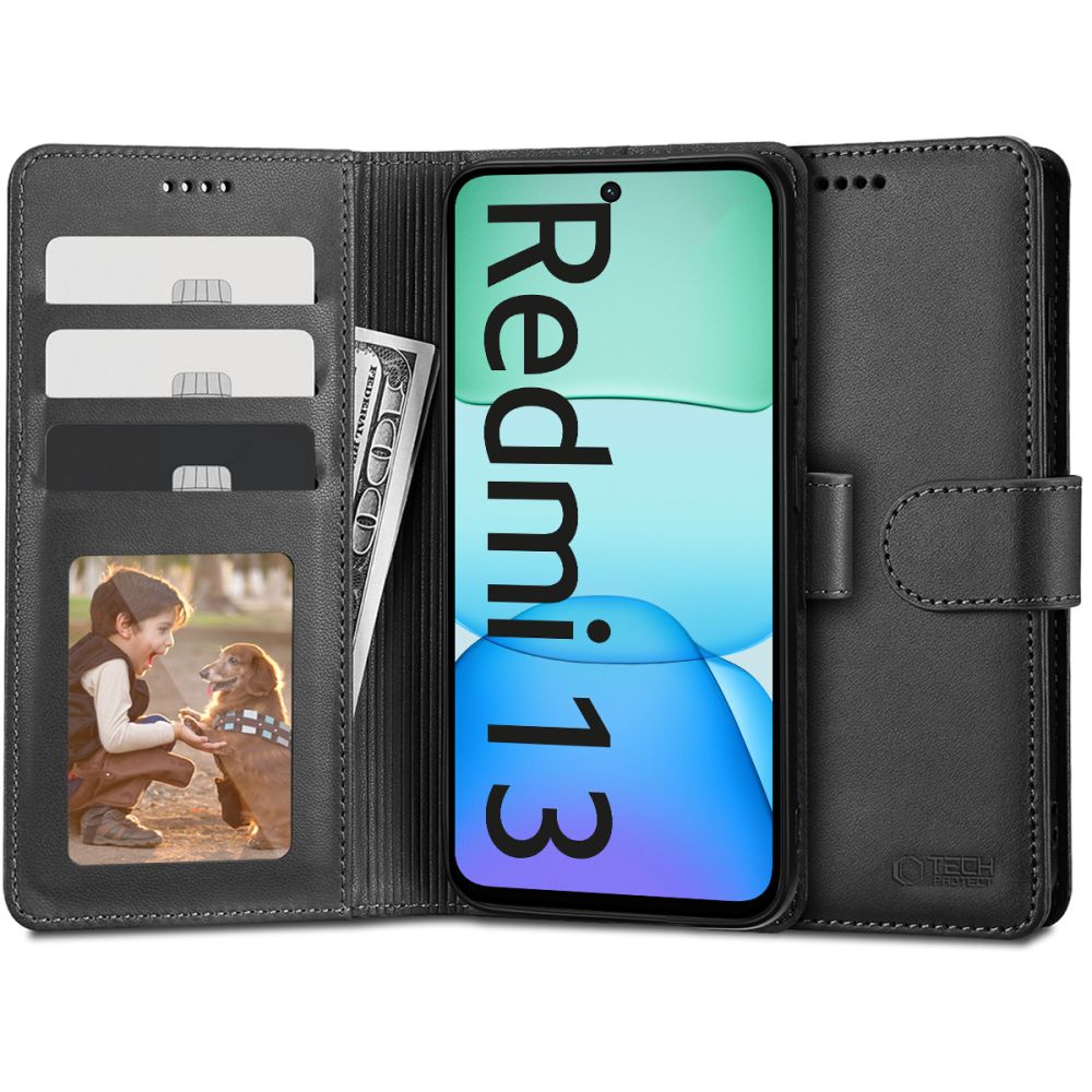 Tech-Protect Wallet Black Xiaomi Redmi 13 Tok