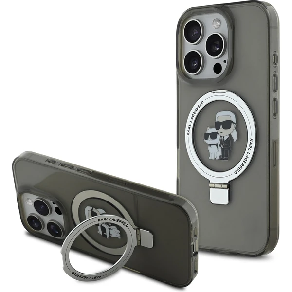 Karl Lagerfeld Ringstand Karl and Choupette MagSafe Black iPhone 16 Pro Max Tok
