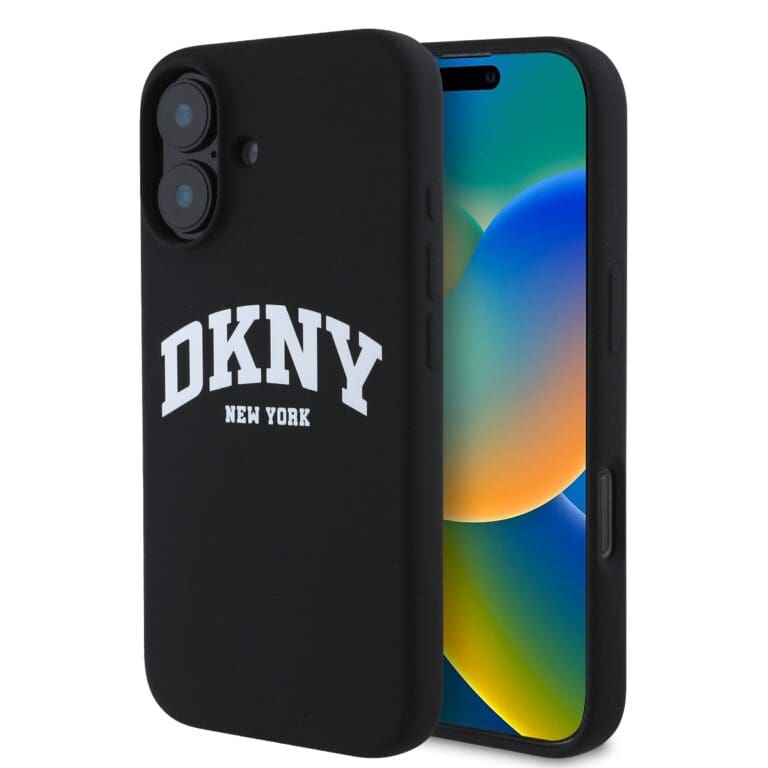 DKNY Liquid Silicone Arch Logo MagSafe Black iPhone 16 Plus Tok