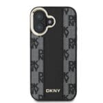 DKNY PU Leather Checkered Pattern MagSafe Black iPhone 16 Plus Tok