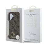 Guess PU 4G Small Metal Logo MagSafe Brown iPhone 16 Tok