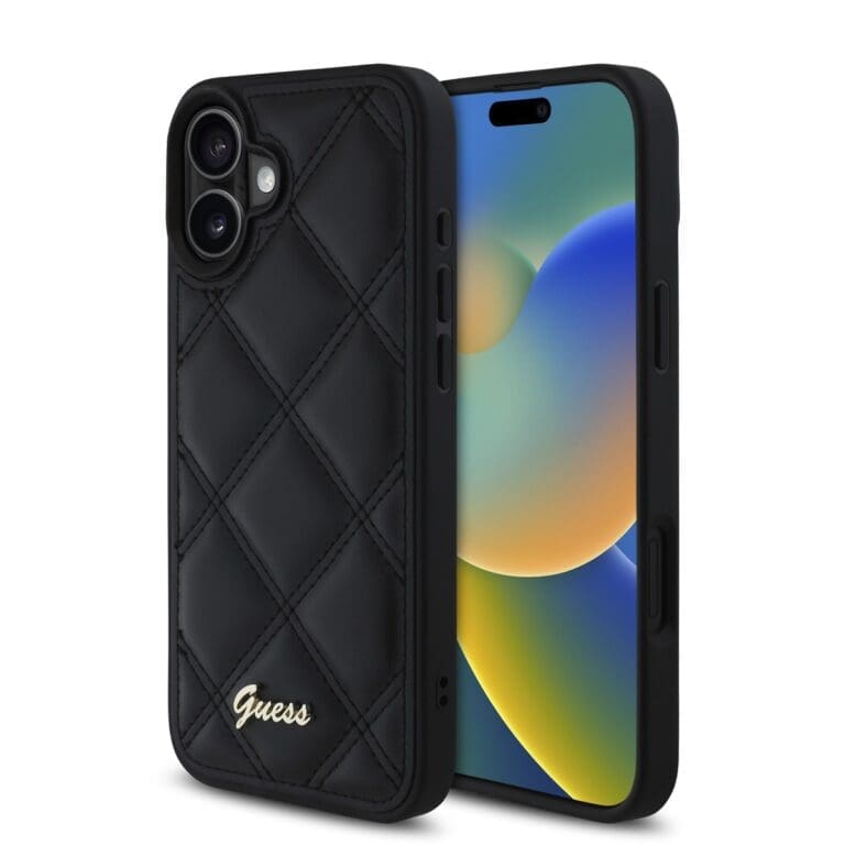 Guess PU Leather Quilted Black iPhone 16 Plus Tok