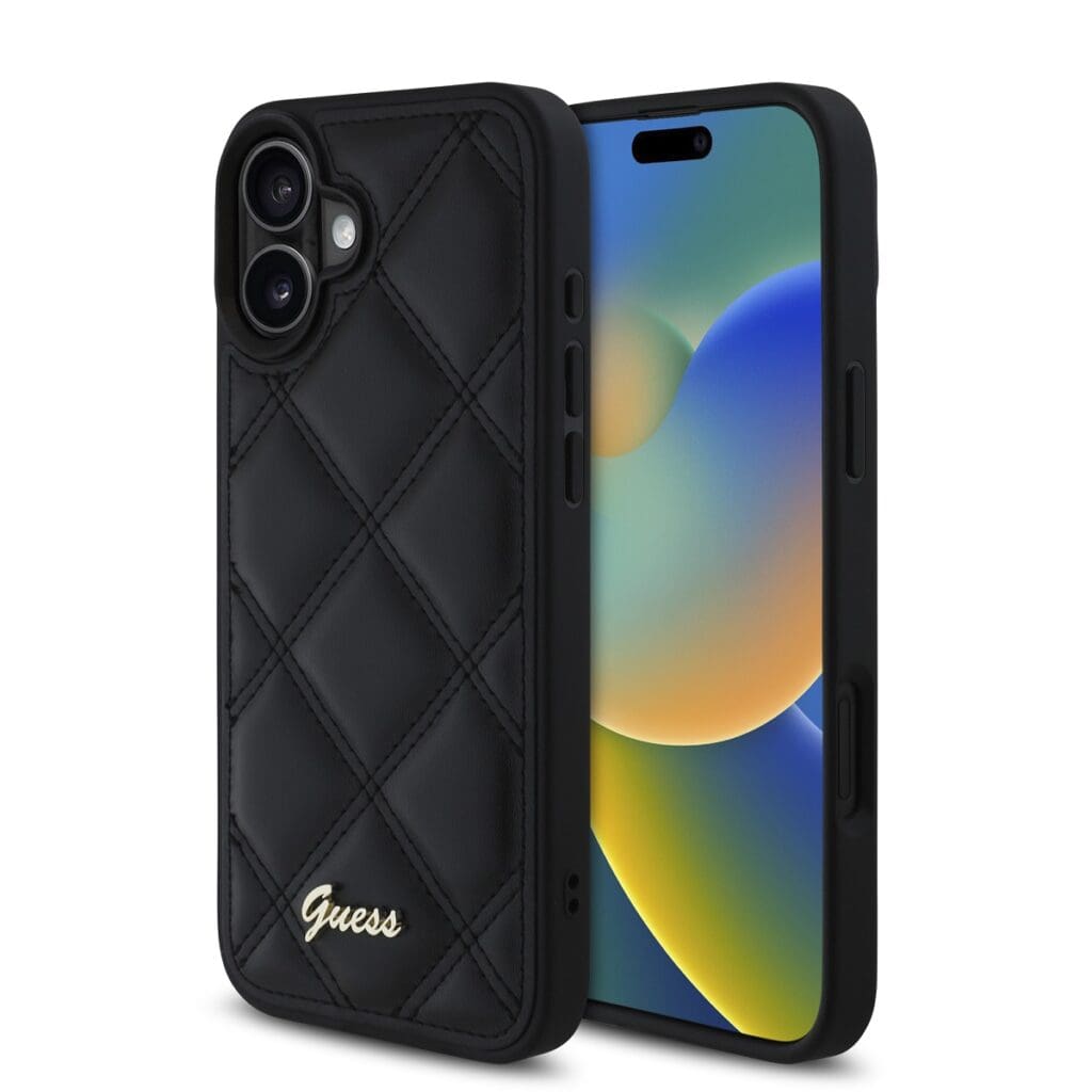 Guess PU Leather Quilted Black iPhone 16 Tok