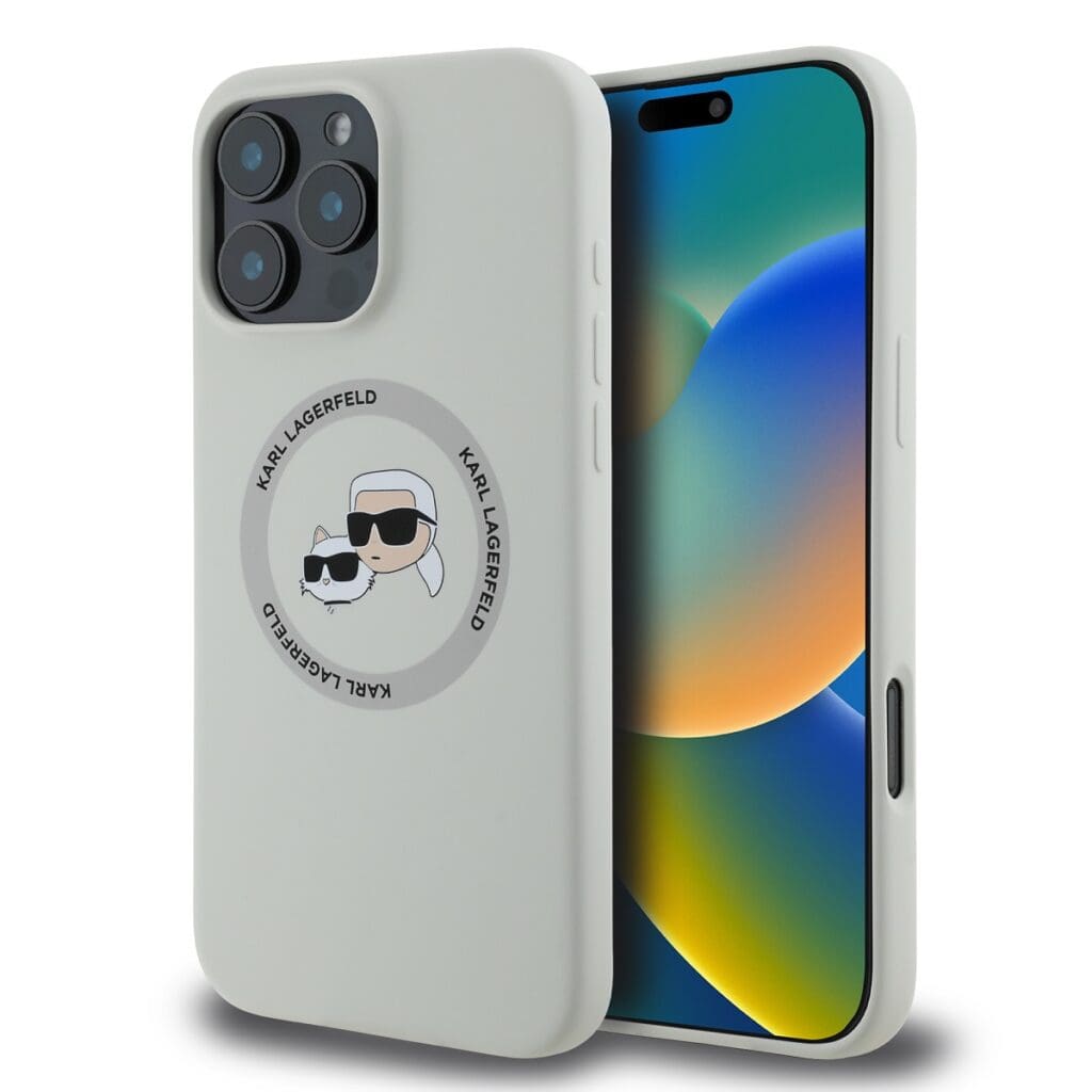 Karl Lagerfeld Liquid Silicone K&CH Heads MagSafe Beige iPhone 16 Pro Tok