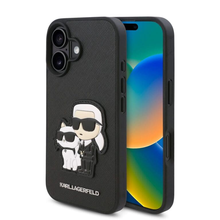 Karl Lagerfeld PU Saffiano Karl and Choupette Black iPhone 16 Plus Tok