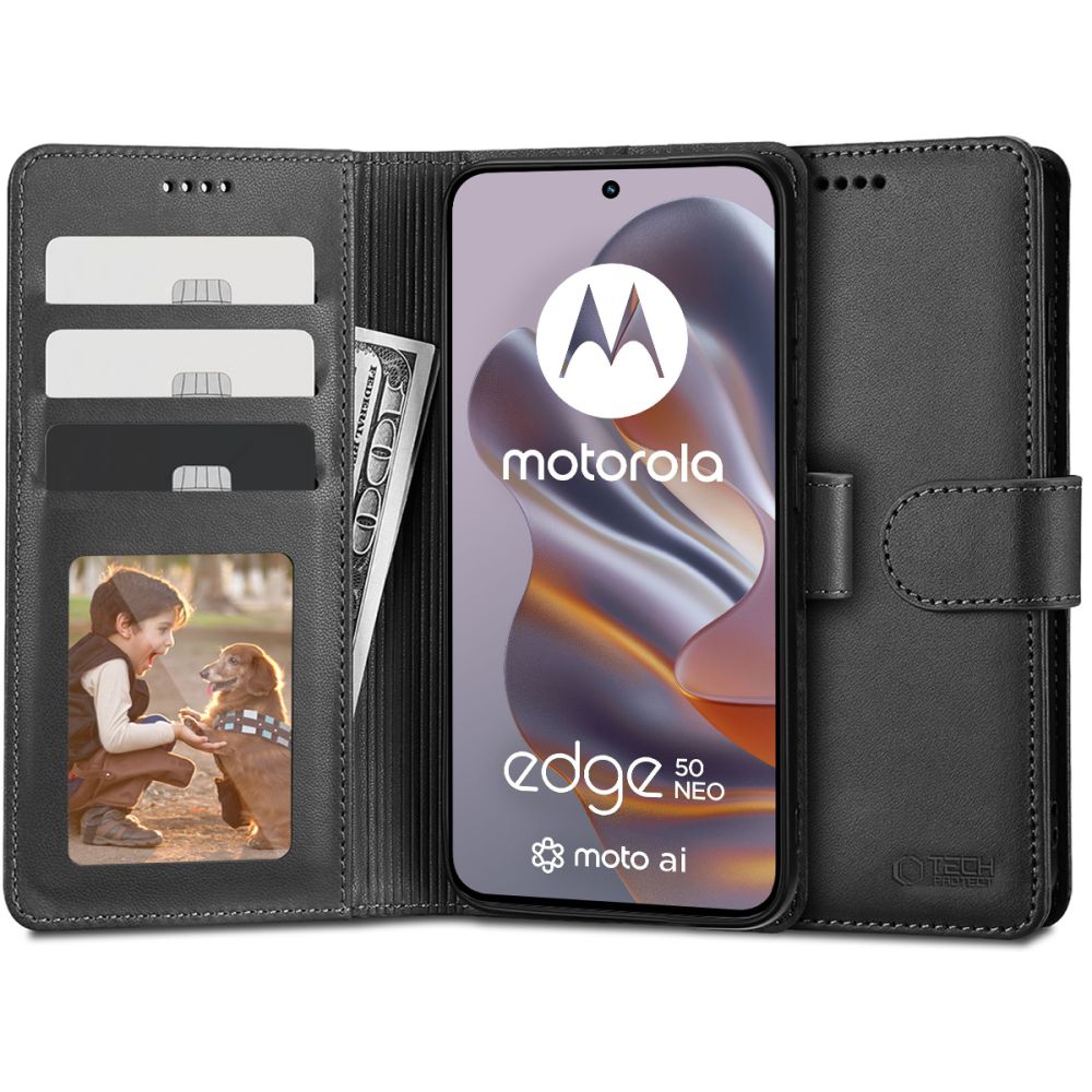 Tech-Protect Wallet Black Motorola Edge 50 Neo Tok