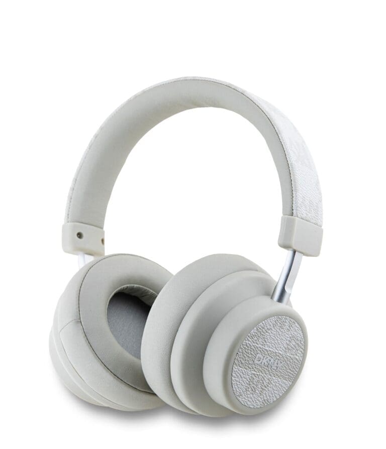 DKNY PU Leather Checkered Pattern Wireless Headphones Pearl