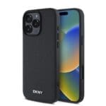 DKNY PU Leather Silver Metal Logo MagSafe Black iPhone 16 Pro Tok