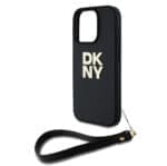 DKNY PU Leather Stack Logo Wrist Strap Black iPhone 16 Pro Max Tok