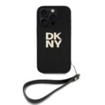 DKNY PU Leather Stack Logo Wrist Strap Black iPhone 16 Pro Tok