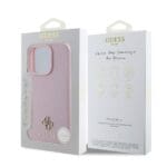 Guess PU Grained 4G Small Metal Logo MagSafe Pink iPhone 16 Pro Max Tok