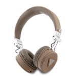 Guess PU Grained Triangle Logo ENC Wireless Headphones Brown