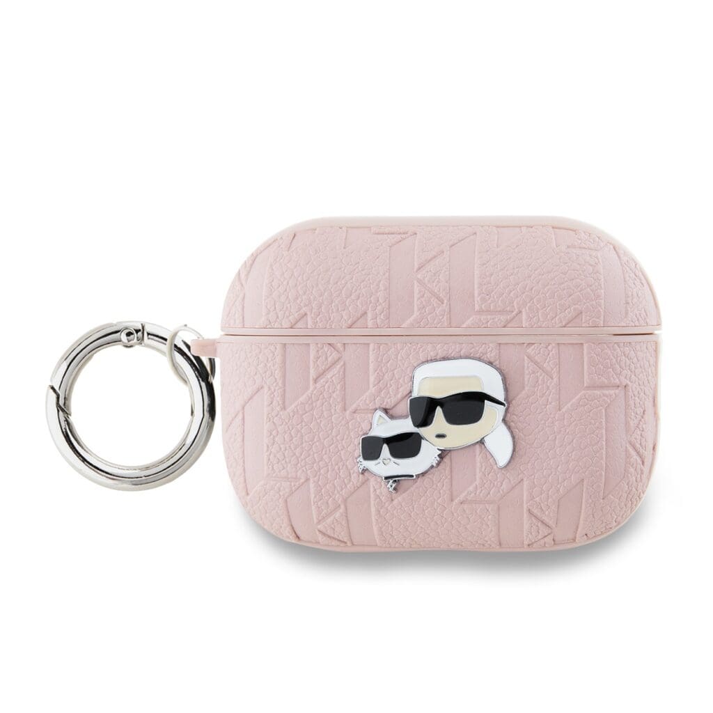 Karl Lagerfeld PU Embossed Karl and Choupette Heads Pink AirPods Pro 2 Tok