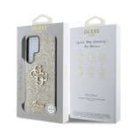 Guess PU Fixed Glitter 4G Metal Logo Gold Samsung Galaxy S25 Ultra Tok