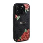 Guess PU Leather 4G Roses MagSafe Black iPhone 16 Pro Max Tok