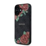 Guess PU Leather 4G Roses MagSafe Black iPhone 16 Tok